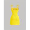 image:imageMakeMeChic Womens Floral Embroidery Tie Shoulder Cami Dress Bodycon Summer Mini DressesYellow