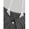 image:imageMakeMeChic Womens Floral Lace Halter Tee Top Textured Long Sleeve Button Front T Shirt Dark Grey Medium