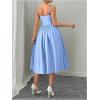 image:imageMakeMeChic Womens Floral Midi Dresses Embroidered Spaghetti Strap Boho Formal Wedding DressBlue