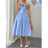 image:imageMakeMeChic Womens Floral Midi Dresses Embroidered Spaghetti Strap Boho Formal Wedding DressBlue