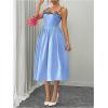 image:imageMakeMeChic Womens Floral Midi Dresses Embroidered Spaghetti Strap Boho Formal Wedding DressBlue