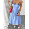 image:imageMakeMeChic Womens Floral Midi Dresses Embroidered Spaghetti Strap Boho Formal Wedding DressBlue