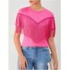 image:imageMakeMeChic Womens Fringe Tops Short Sleeve Tassel Trim Dressy Casual Summer Trendy Tops Tee Shirt