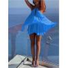 image:imageMakeMeChic Womens Halter Dress Tie Open Back Twist Sleeveless Flowy A Line Mini DressesBlue