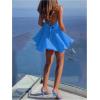 image:imageMakeMeChic Womens Halter Dress Tie Open Back Twist Sleeveless Flowy A Line Mini DressesBlue