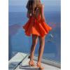 image:imageMakeMeChic Womens Halter Dress Tie Open Back Twist Sleeveless Flowy A Line Mini DressesOrange