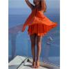image:imageMakeMeChic Womens Halter Dress Tie Open Back Twist Sleeveless Flowy A Line Mini DressesOrange