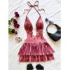 image:imageMakeMeChic Womens Halter Dresses Tie Dye Tiered Ruffle Backless Summer Beach Mini DressMulticolor