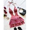 image:imageMakeMeChic Womens Halter Dresses Tie Dye Tiered Ruffle Backless Summer Beach Mini DressMulticolor