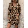 image:imageMakeMeChic Womens Leopard Print Dress Casual Cheetah Print Long Sleeve Shift DressBrown