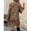image:imageMakeMeChic Womens Leopard Print Dress Casual Cheetah Print Long Sleeve Shift DressBrown