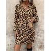image:imageMakeMeChic Womens Leopard Print Dress Casual Cheetah Print Long Sleeve Shift DressBrown
