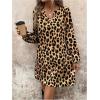 image:imageMakeMeChic Womens Leopard Print Dress Casual Cheetah Print Long Sleeve Shift DressBrown