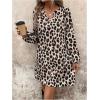 image:imageMakeMeChic Womens Leopard Print Dress Casual Cheetah Print Long Sleeve Shift DressMulticolor