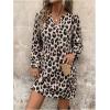 image:imageMakeMeChic Womens Leopard Print Dress Casual Cheetah Print Long Sleeve Shift DressMulticolor