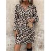 image:imageMakeMeChic Womens Leopard Print Dress Casual Cheetah Print Long Sleeve Shift DressMulticolor