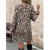 image:imageMakeMeChic Womens Leopard Print Dress Casual Cheetah Print Long Sleeve Shift DressMulticolor