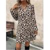 image:imageMakeMeChic Womens Leopard Print Dress Casual Cheetah Print Long Sleeve Shift DressMulticolor