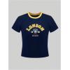 image:imageMakeMeChic Womens Letter Print T Shirt Fitted Short Sleeve Y2K Jersey Crop Tops