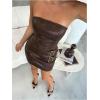 image:imageMakeMeChic Womens Party PU Leather Mini Dress Strapless Summer Vintage Tube Top Short DressesBrown