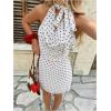 image:imageMakeMeChic Womens Polka Dots Halter Mini Dress Tie Backless Ruched Straight Hem Short DressesWhite