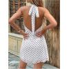 image:imageMakeMeChic Womens Polka Dots Halter Mini Dress Tie Backless Ruched Straight Hem Short DressesWhite
