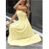 image:imageMakeMeChic Womens Ruched Strapless Tube Dress Drawstring Side Shirred Summer Maxi DressesYellow