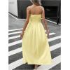 image:imageMakeMeChic Womens Ruched Strapless Tube Dress Drawstring Side Shirred Summer Maxi DressesYellow