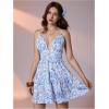 image:imageMakeMeChic Womens Spaghetti Strap Backless Cami Dress Cut Out Ruffle Tiered A Line Summer Mini Dresses SundressLight Blue White