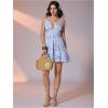 image:imageMakeMeChic Womens Spaghetti Strap Backless Cami Dress Cut Out Ruffle Tiered A Line Summer Mini Dresses SundressLight Blue White