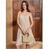image:imageMakeMeChic Womens Summer Flowy Mini Dress Vaction Backless Dresses Beach SundressApricot