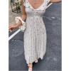image:imageMakeMeChic Womens Summer Striped Heart Print Maxi Dress Ruffle Sleeve Button Down Shirred DressesMulticolor