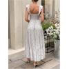 image:imageMakeMeChic Womens Summer Striped Heart Print Maxi Dress Ruffle Sleeve Button Down Shirred DressesMulticolor