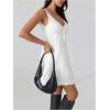 image:imageMakeMeChic Womens V Neck Flowy Ruffle Dress Backless Summer Swing Short DressesWhite