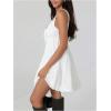 image:imageMakeMeChic Womens V Neck Flowy Ruffle Dress Backless Summer Swing Short DressesWhite