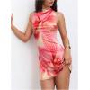 image:imageMakeMeChic Womens Y2K Floral Halter Dress Criss Cross Open Back Sleeveless Party Mini Dresses with 3D FlowerMulticolor