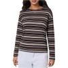 image:imageMAKEMECHIC Womens Striped Tops Long Sleeve Crew Neck Multi Ribbed Shirts Casual Pullover ShirtsMulticolor