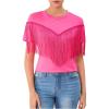 image:imageMakeMeChic Womens Fringe Tops Short Sleeve Tassel Trim Dressy Casual Summer Trendy Tops Tee Shirt