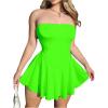 image:imageMakeMeChic Womens Tube Top Dress Strapless Mini Black Summer Dress Party A Line Flare Short DressesGreen