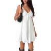 image:imageMakeMeChic Womens V Neck Flowy Ruffle Dress Backless Summer Swing Short DressesWhite
