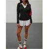 image:imageMakeMeChic Womens 2 in 1 Shirt Dress Long Sleeve Collared Pleated Knit Mini DressesBlack