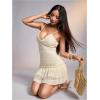 image:imageMakeMeChic Womens Cami Dress Spaghetti Strap Backless Cut Out Ruffle Hem A Line Mini SundressBeige