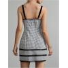 image:imageMakeMeChic Womens Fall Mini Dress Bow Gingham Dress Checkered Spaghetti Strap DressesRed and White