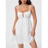 image:imageMakeMeChic Womens Mesh Eyelet Embroidery Spaghetti Strap Cami Dress Backless Summer Mini Dresses SundressWhite