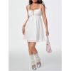 image:imageMakeMeChic Womens Mesh Eyelet Embroidery Spaghetti Strap Cami Dress Backless Summer Mini Dresses SundressWhite