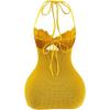 image:imageMakeMeChic Womens Pearls Halter Dress Tie Open Back Knit Bodycon Y2k Mini DressesYellow