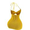 image:imageMakeMeChic Womens Pearls Halter Dress Tie Open Back Knit Bodycon Y2k Mini DressesYellow