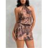 image:imageMakeMeChic Womens Summer Cheetah Print Halter Mini Dress Backless Sleeveless Y2k Short DressesCoffee Brown