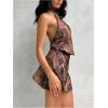 image:imageMakeMeChic Womens Summer Cheetah Print Halter Mini Dress Backless Sleeveless Y2k Short DressesCoffee Brown