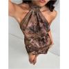 image:imageMakeMeChic Womens Summer Cheetah Print Halter Mini Dress Backless Sleeveless Y2k Short DressesCoffee Brown